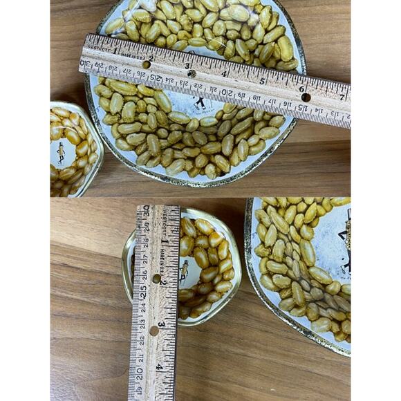 Tin "Mr Peanut" Litho Painted Metal Snack Bowls Metal Barware Advertisement Set - Picture 10 of 10